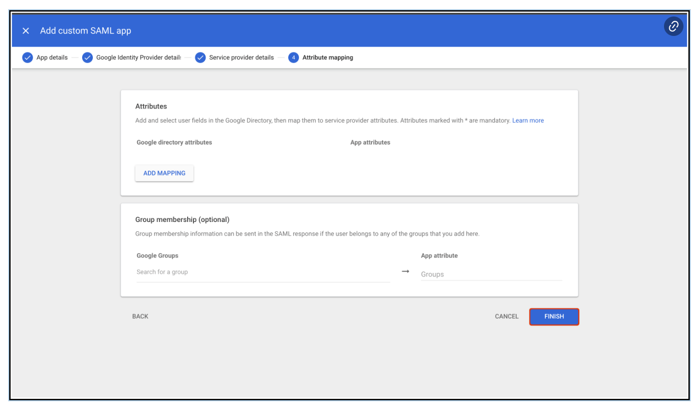 Google configuration finish