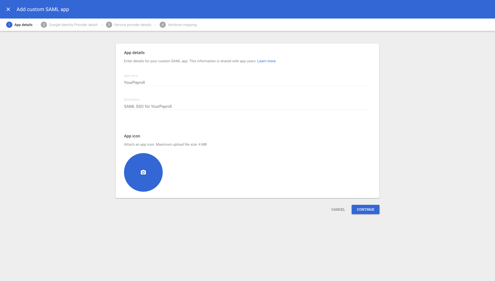 Google SAML setup