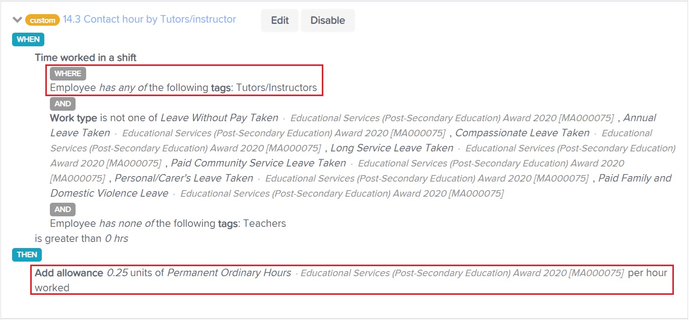 Normal hours rule — Tutors/Instructors