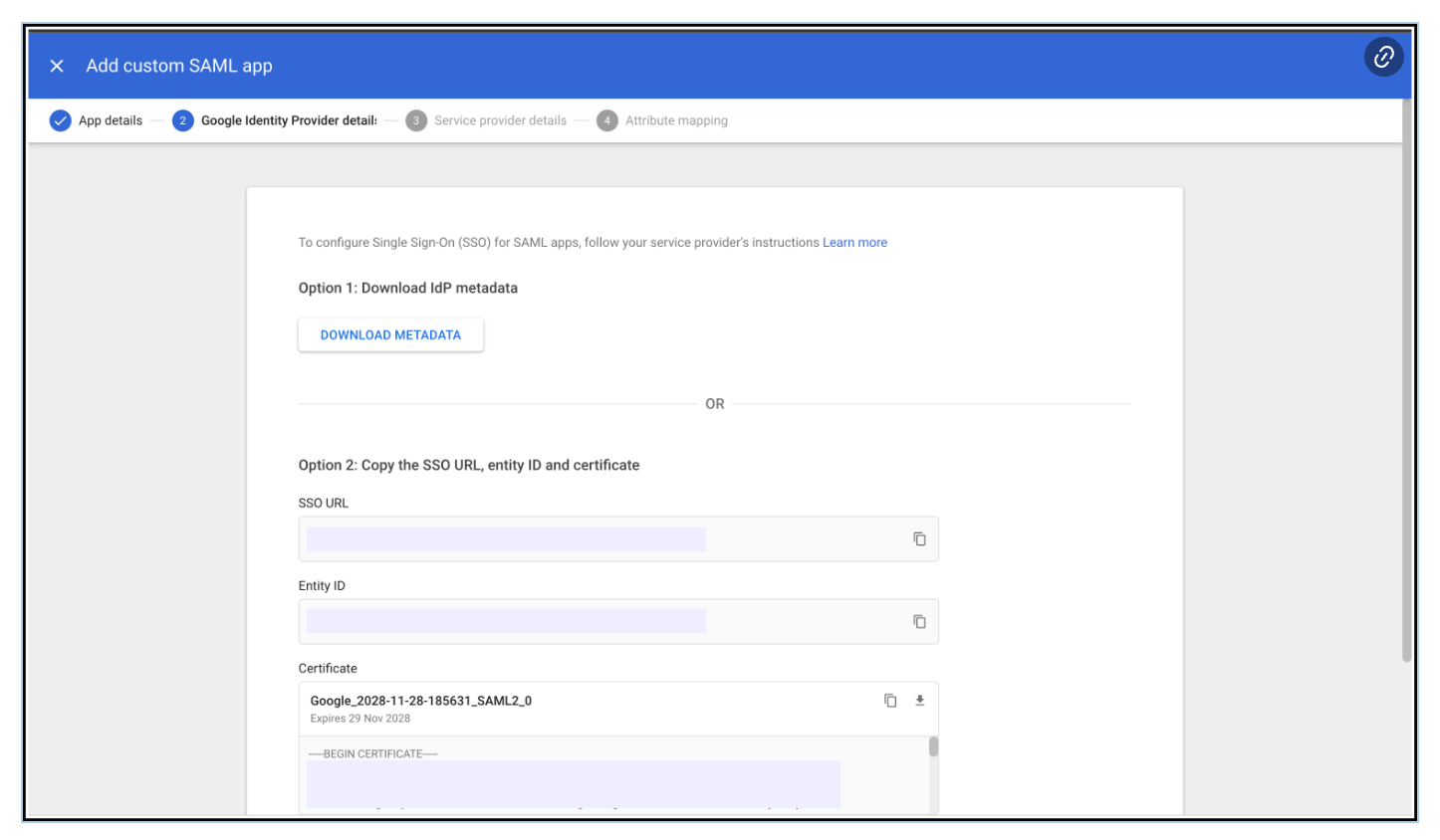 Google SSO details