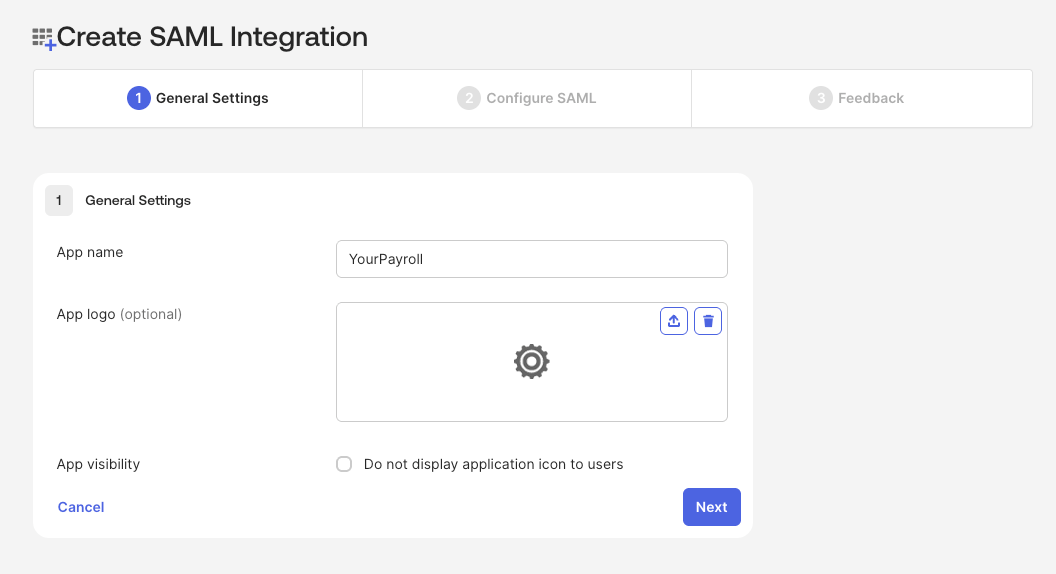 Okta App name setup