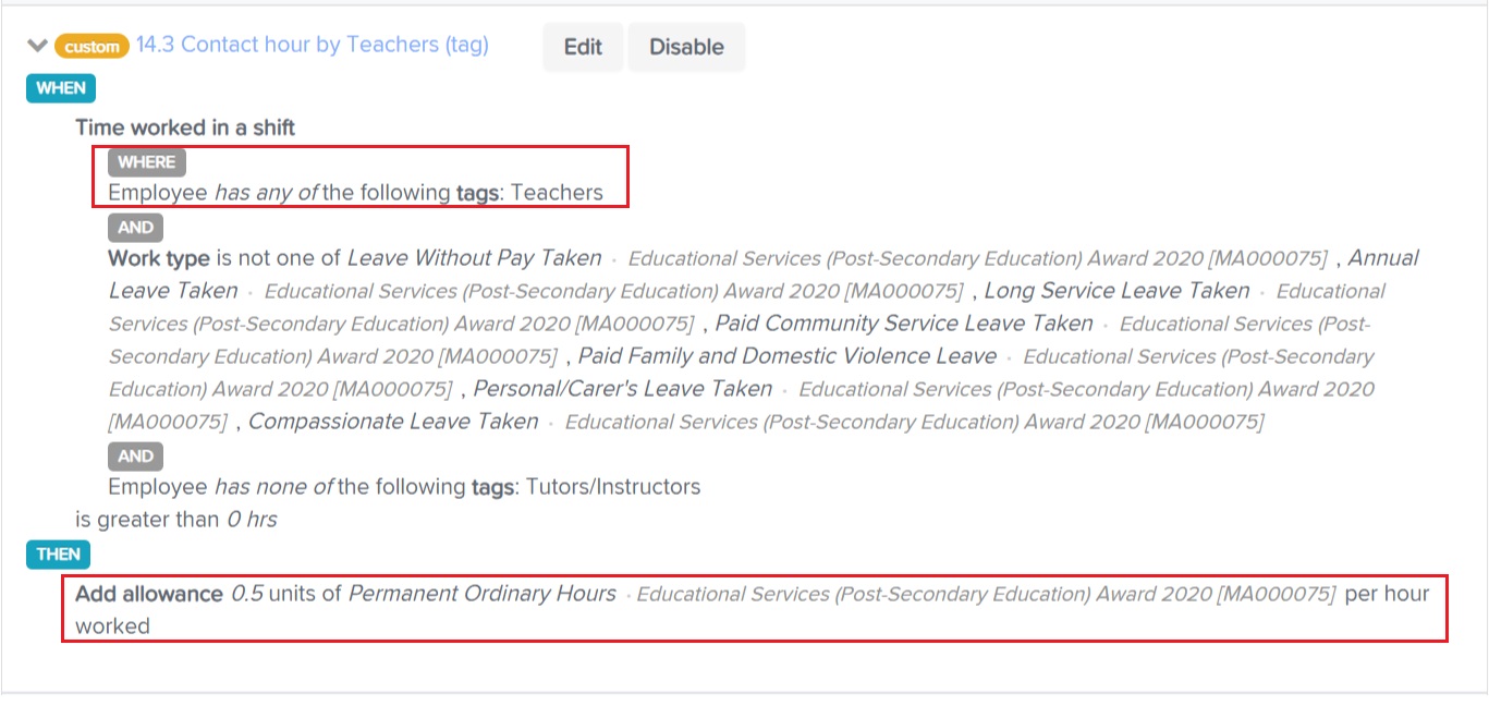 Normal hours rule — Teachers