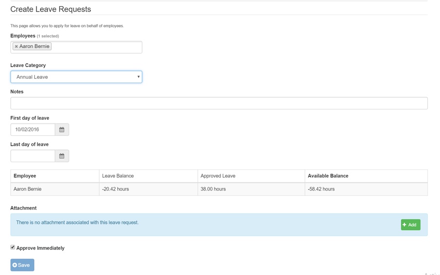 Creating Leave Requests on Behalf of an Employee – Your Payroll (UK)