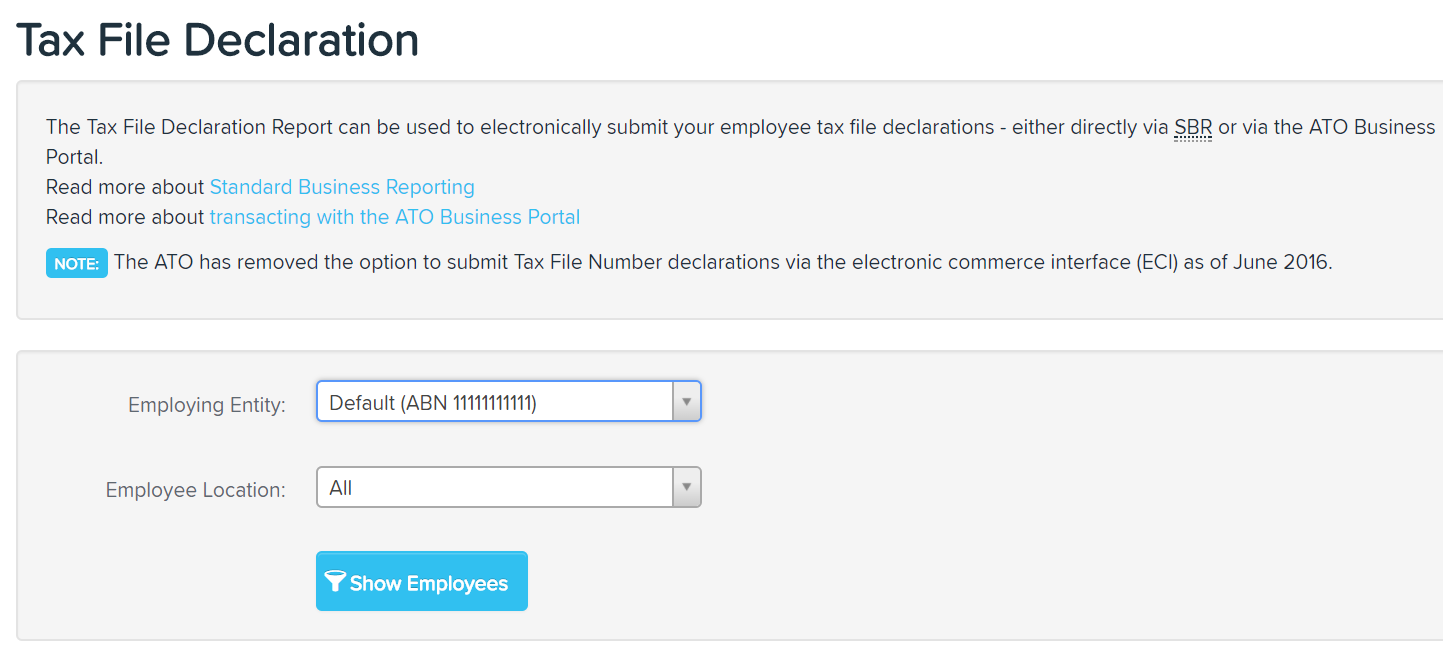 Tax File Declaration Reporting