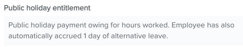 Public holiday entitlement context panel explained – Your Payroll (NZ)