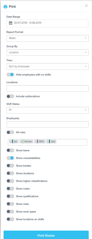 Rostering - Printing Employee Rosters – Your Payroll (AU)