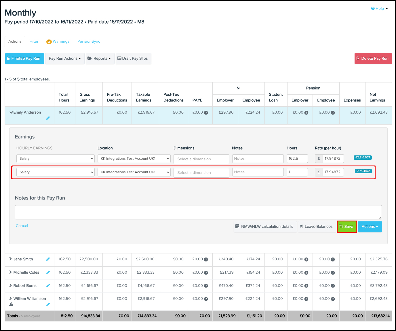Adding Earnings Lines To A Pay Run Your Payroll (UK)