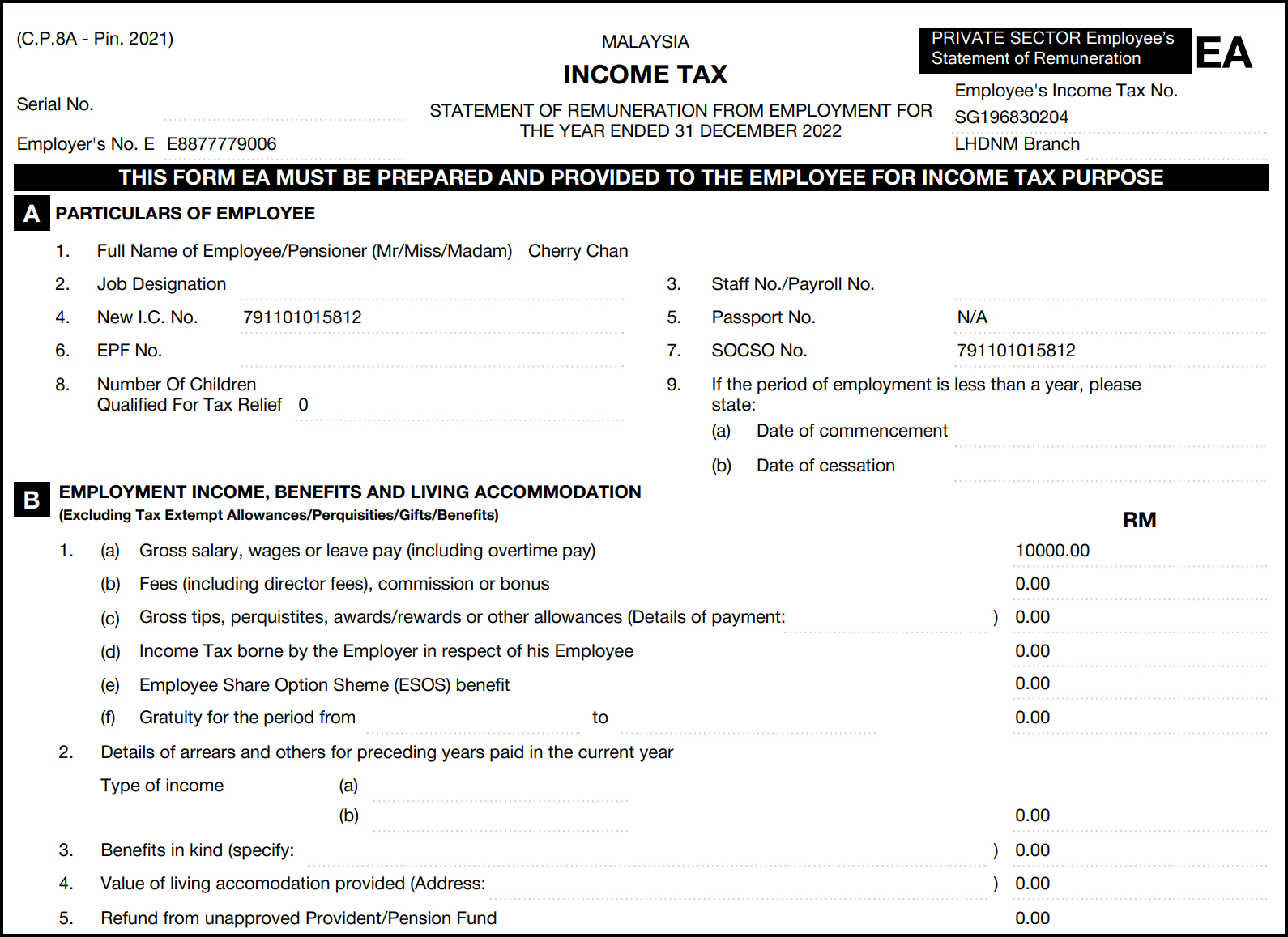 EA Form Report – Your Payroll (MY)