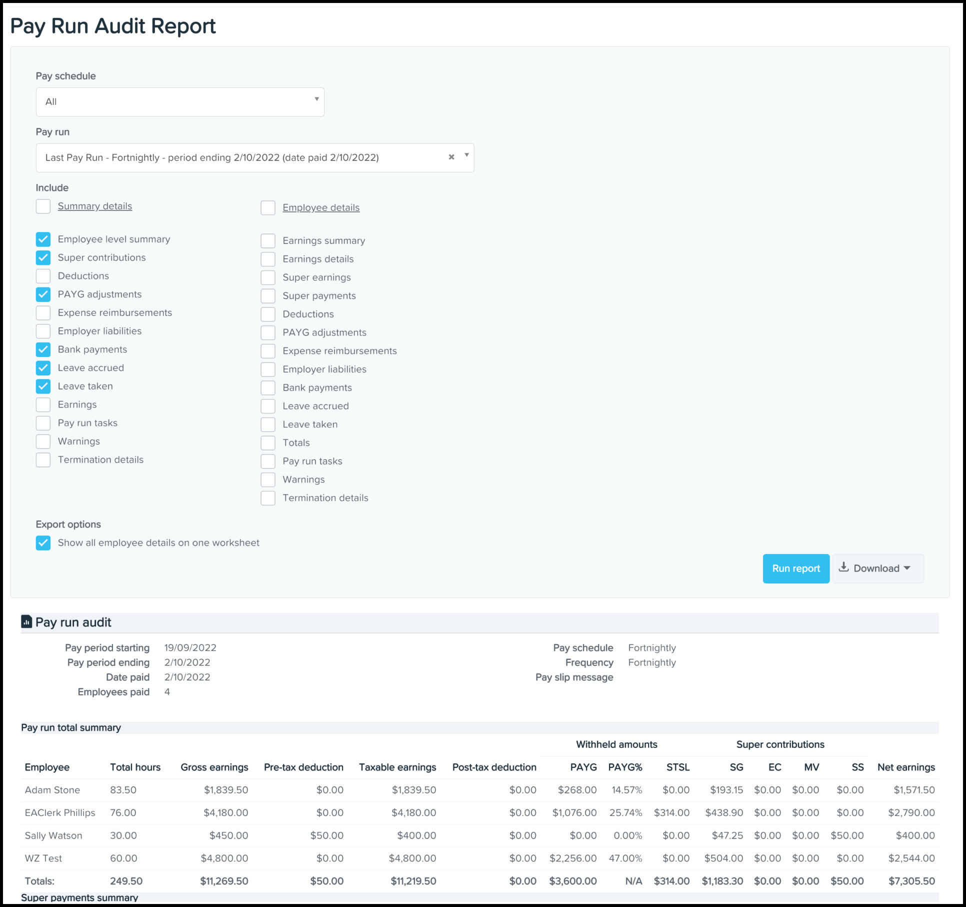 Super calculated wrong on the wages report for the month — Reckon Community